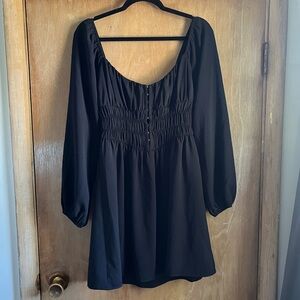One Clothing Woman’s Black Smocked Dress with Balloon Sleeves